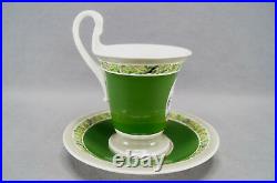 KPM Berlin Hand Painted WWI Frederick the Great Portrait & Green Empire Form Cup