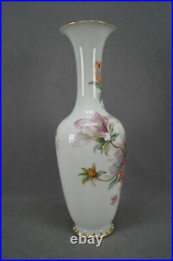 KPM Berlin Hand Painted Weichmalerei Red & White Flowers & Gold 10 3/8 Inch Vase