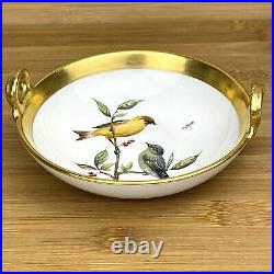KPM Berlin Porcelain Bowl Nut Candy Dish Birds Gilded Handles Vtg 1960 W KARCZ