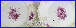 KPM Berlin Porcelain dinner plate(s) Reliefzierat puce flowers 10 antique