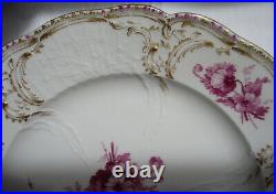 KPM Berlin Porcelain set of 12 dinner plates Reliefzierat puce antique cir 1900