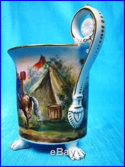 KPM Berlin antique cup Lupe painting royal soldiers c 1834 stunning 5000 euro