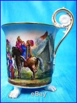 KPM Berlin antique cup Lupe painting royal soldiers c 1834 stunning 5000 euro