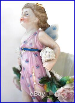 KPM Cornucopia Vase Fairy Girl Figurine Antique German Porcelain 8 in