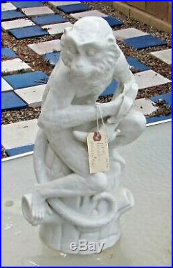 KPM Germany 1950 Seated Monkey with Banana White Blanc D'Chine Porcelain figurine