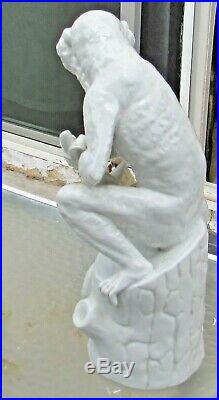 KPM Germany 1950 Seated Monkey with Banana White Blanc D'Chine Porcelain figurine