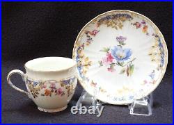 KPM Germany Hand Painted Floral & Gold Demitasse Cup & Saucer Limited Edition