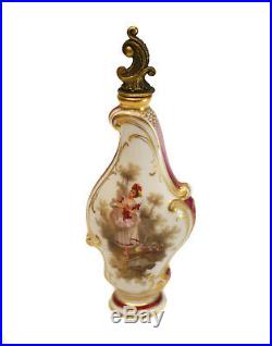 KPM Hand Painted Porcelain Perfume Bottle, 19th Century. Florals and a Beauty