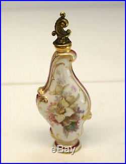 KPM Hand Painted Porcelain Perfume Bottle, 19th Century. Florals and a Beauty