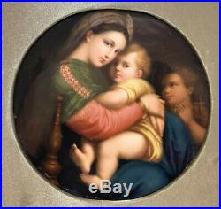 KPM Hand Painted Porcelain Round Plaque Madonna & Child, 19th Century