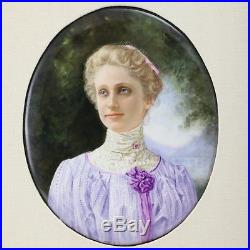 KPM Hand Painted Portrait Mary Baker Eddie on Porcelain Plaque Framed, c1900