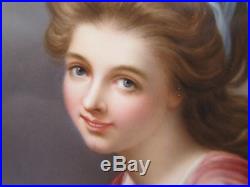 KPM PORCELAIN PLAQUE OF A GIRL HOLDING KING CHARLES in very gd condition 19th