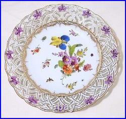 KPM Porcelain Germany Antique Vintage Reticulated Ribbon Gold Floral Plate 9