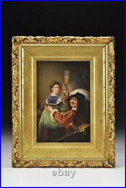 KPM Porcelain Plaque with Young Lady and a Toasting Gentleman 19th Century