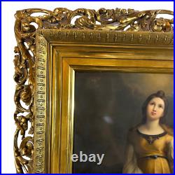 KPM Porcelain Portrait Of Saint Cecilia After Raphael With Gilt wood Frame