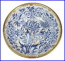 KPM ROYAL Berlin Blue Floral Leaves Gold Porcelain Large Footed Bowl