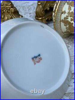 KPM Splendid Antique Cup and Saucer Flowers and gildings decor