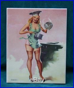 KPM Style Porcelain Painting Plaque Girl Cooking Signed GIL ELVGREN MAGNIFICENT