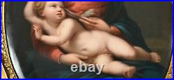 KPM framed porcelain plaque of Virgin Mary with halo holding Child with halo