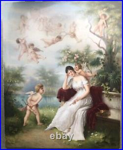 KPM porcelain plaque Girl with Cupids c. 1900 11x9