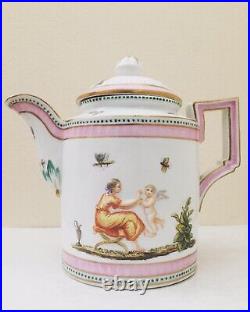 Kpm Berlin Meissen Mythological Figures & Insects Painted Antique Teapot C1790