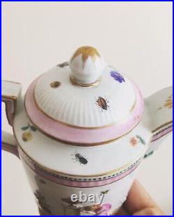 Kpm Berlin Meissen Mythological Figures & Insects Painted Antique Teapot C1790