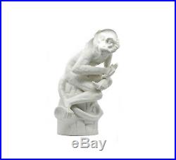 Kpm Germany 1950 Seated Monkey With Banana White Blanc D'chine Porcelain Figure