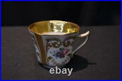 Kpm Hand Painted Tea Cup & Saucer Floral Gold Blue Mark Antique 1854 Porcelain