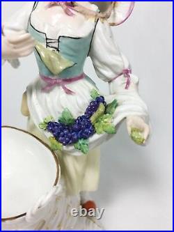 Kpm Porcelain Antique Figurine Victorian Woman Harvesting Grapes, German