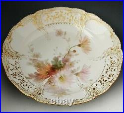 Large Antique KPM Berlin Weichmalerei Floral Gold Gilt Porcelain Plate 12