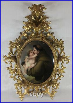 Large Antique KPM Porcelain Plaque Saint Anthony and Baby 19th Century