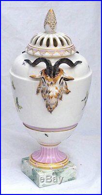 Large Antique Vase Urn KPM Pottery Germany Floral Ram Porcelain 19c Antique Rare