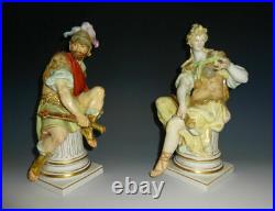 Large Pair Antique KPM Berlin Roman Soldier And Lady Warrior Porcelain Figurines