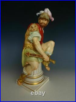Large Pair Antique KPM Berlin Roman Soldier And Lady Warrior Porcelain Figurines