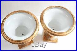Large Pair of Berlin KPM Porcelain Campana Form Twin Handle Urns, c1840