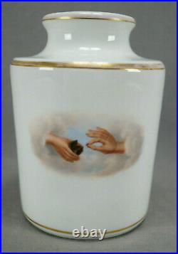 Mid 19th Century KPM Berlin Hand Painted Hand Taking Snuff From A Box Snuff Jar