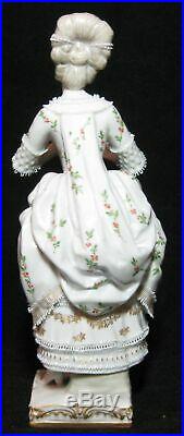 Nice Antique German KPM BERLIN Porcelain Lace Figure of a Woman Singing