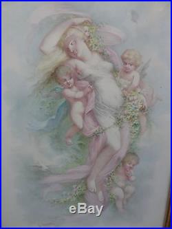 Non Kpm Porcelain Plaque Of Nymph And Three Putti Bigger Size Signed Crommer