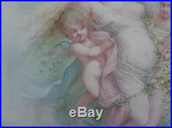 Non Kpm Porcelain Plaque Of Nymph And Three Putti Bigger Size Signed Crommer