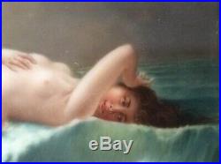 Original Victorian Nude Ocean Antique KPM Porcelain Plaque Artist Wagner