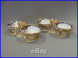Pair 1860s KPM Royal Porcelain Gold & Blue Antique Salt Cellars