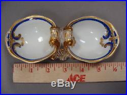 Pair 1860s KPM Royal Porcelain Gold & Blue Antique Salt Cellars