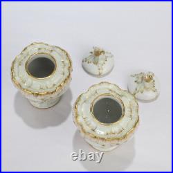 Pair 19th C Antique KPM Berlin Porcelain Weichmalerei Inkwells and Covers PC