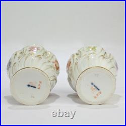 Pair 19th C Antique KPM Berlin Porcelain Weichmalerei Inkwells and Covers PC