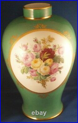 Pair Antique 19thC KPM Berlin Porcelain Floral Urn s Vase s Porzellan Vasen