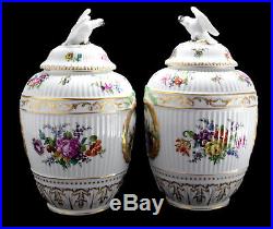 Pair Berlin KPM Hand Painted Porcelain Urns, circa 1890. Courting Scenes