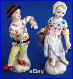 Pair of Antique Berlin KPM Continental Porcelain Figurines Sceptre Mark
