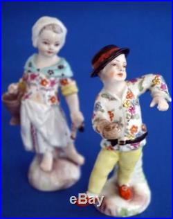 Pair of Antique Berlin KPM Continental Porcelain Figurines Sceptre Mark