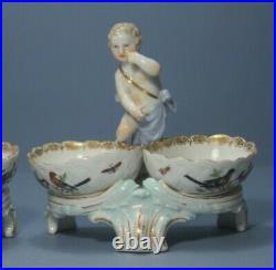 Pair of Antique KPM Berlin Porcelain Double Salt stands with Putti