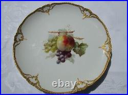 Pair of Antique KPM Cabinet Plates Fruit with Gold Rim Germany 8.5mid1800s